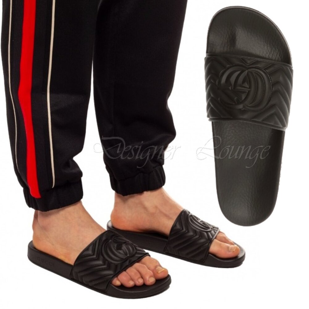 NEW GUCCI Men’s GG Matelasse Quilted Slides Sandals 8 G / US 8.5 $495 Authentic